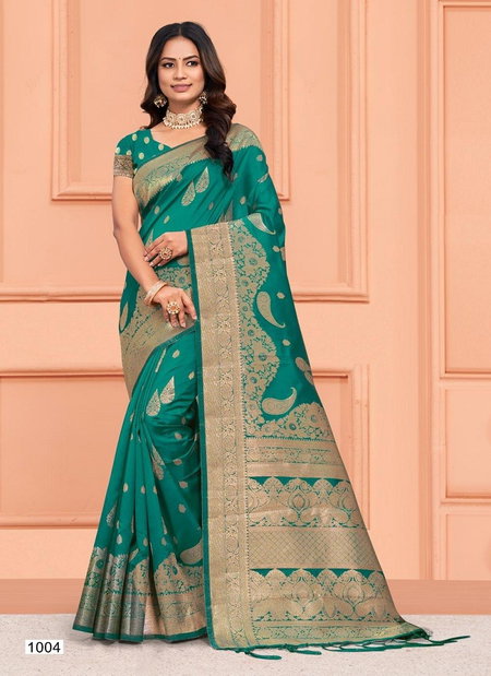 Firozi Colour Plazzo Silk Vol 5 By Bunawat Wedding Wear Silk Sarees Manufacturers 1004