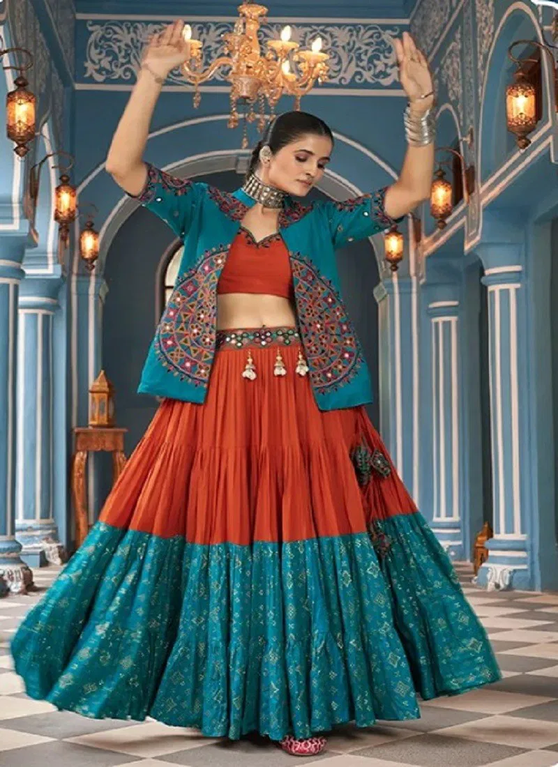 Firozi Colour Raas Vol 15 By Shubhkala Designer Navratri Lehenga Choli With Jacket Exporters In India 2442