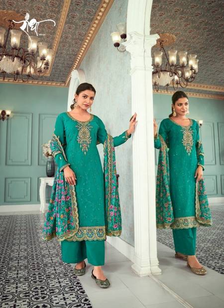 Firozi Colour Raheda By Radha Trendz Georgette Embroidery Salwar Kameez Suppliers In India 1193