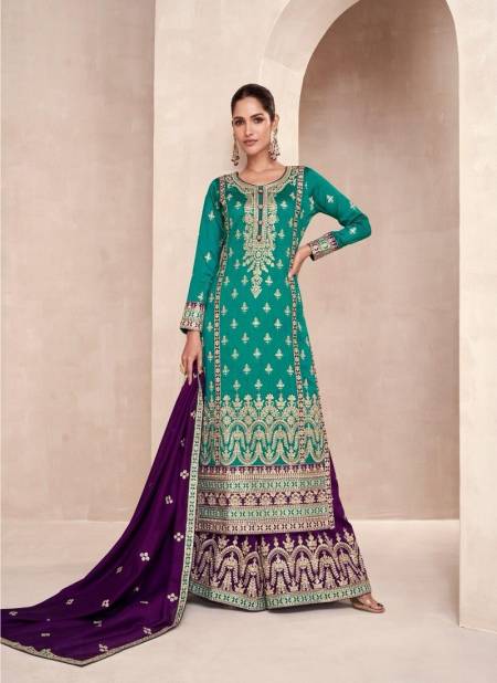 Firozi Colour Rayana By Aashirwad Designer Premium Silk Wedding Wear Salwar Kameez Wholesale Online 9825