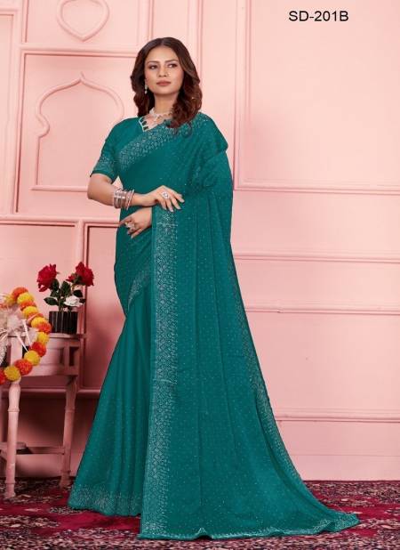 Firozi Colour SD 201 A To H By Suma Designer Rangoli Occasion Wear Saree Exporters In India SD-201B