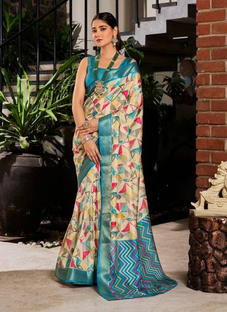 Firozi Colour SS 176 Women Geometric Printed Saree Wholesale In Delhi DS-122