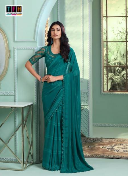 Firozi Colour Salsa Style 3 By TFH Party Wear Designer Sarees Wholesale Clothing Suppliers In India SLS-7814