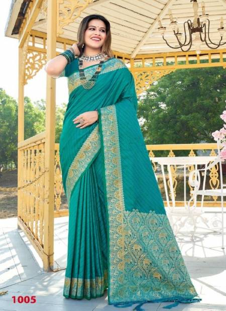 Firozi Colour Sidhiksha Satin By Bunawat Wedding Wear Silk Wholesale Sarees Manufactures 1005