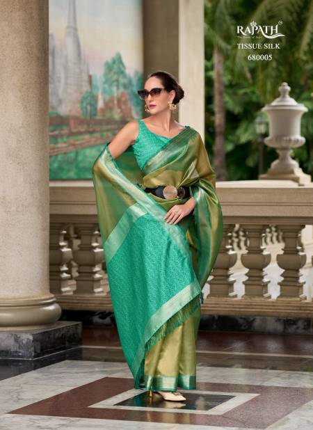 Firozi Colour Titan Silk By Rajpath Tissue Casual Wear Saree Suppliers In India 680005