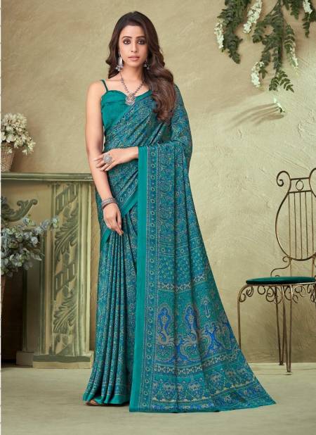 Firozi Colour Vivanta Silk 16 By Ruchi Printed Silk Crepe Saree Wholesalers Price In Surat 21502 A