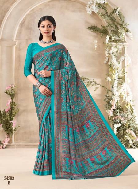 Firozi Colour Vivanta Silk 35 By Ruchi Silk Crepe Printed Wholesale Sarees In India 34203B