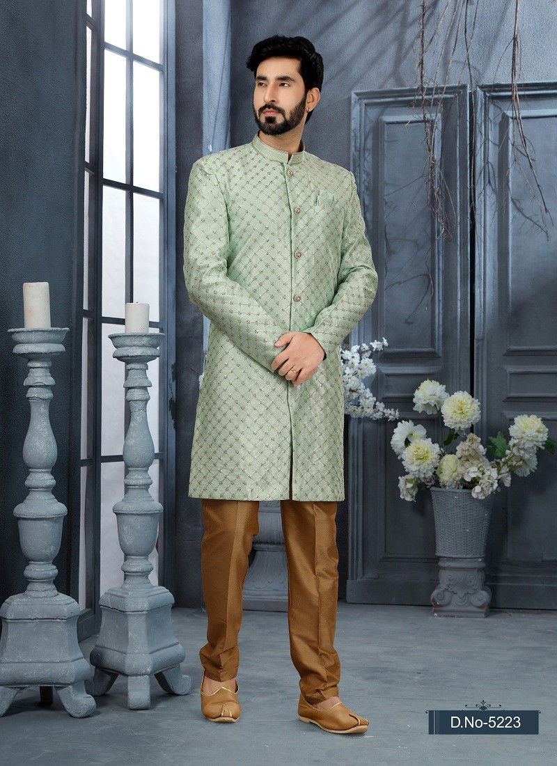 Firozi Colour Vol 11 Wedding Wear Mens Indo Western Suppliers In India 5223