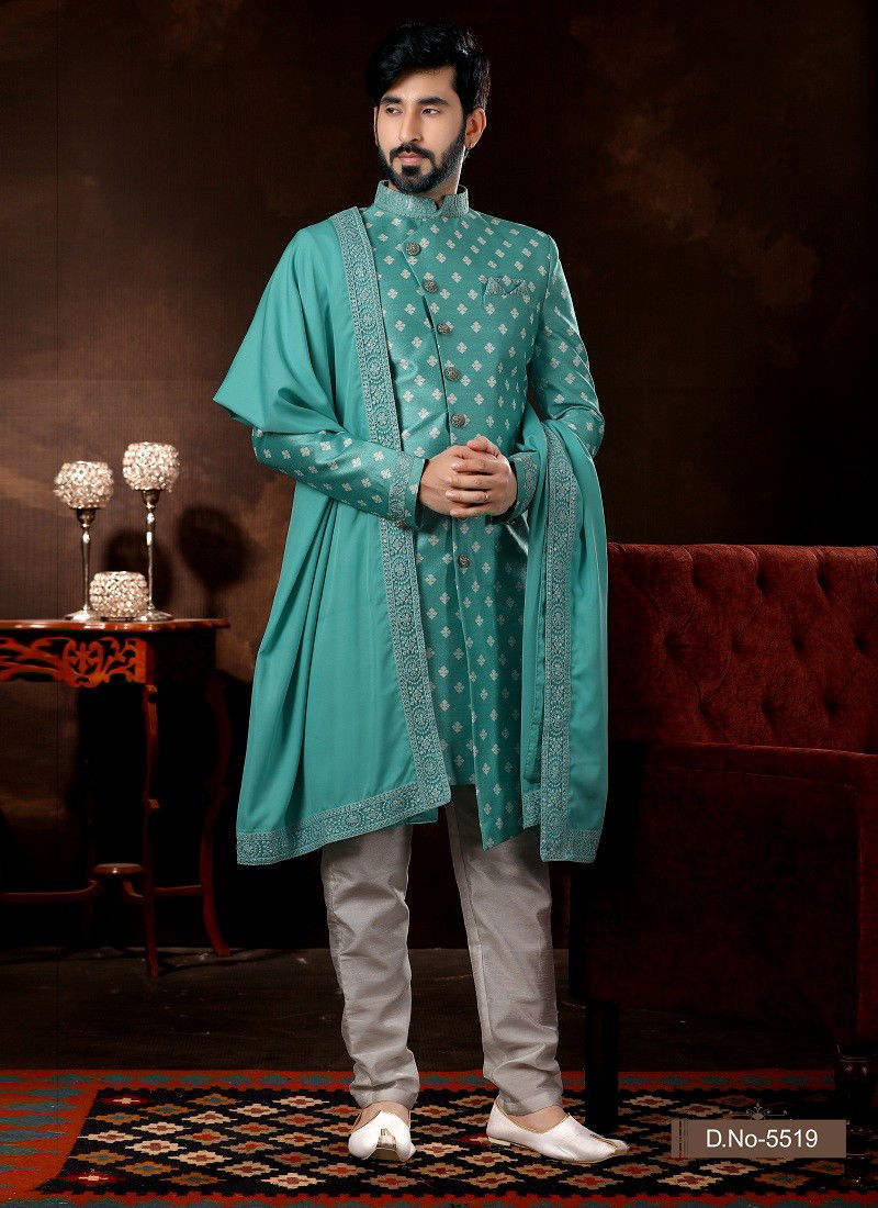 Firozi Colour Vol 12 Function Wear Mens Sherwani Suppliers In India 5519