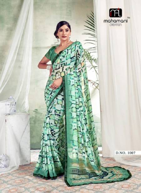 Firozi Colours By Mahamani Creation Daily Wear Printed Heavy waitless Saree Orders in India 1007