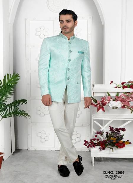 Firozi Green Colour Party Wear Mens Desginer Jodhpuri Jacket Wholesale Online 2904