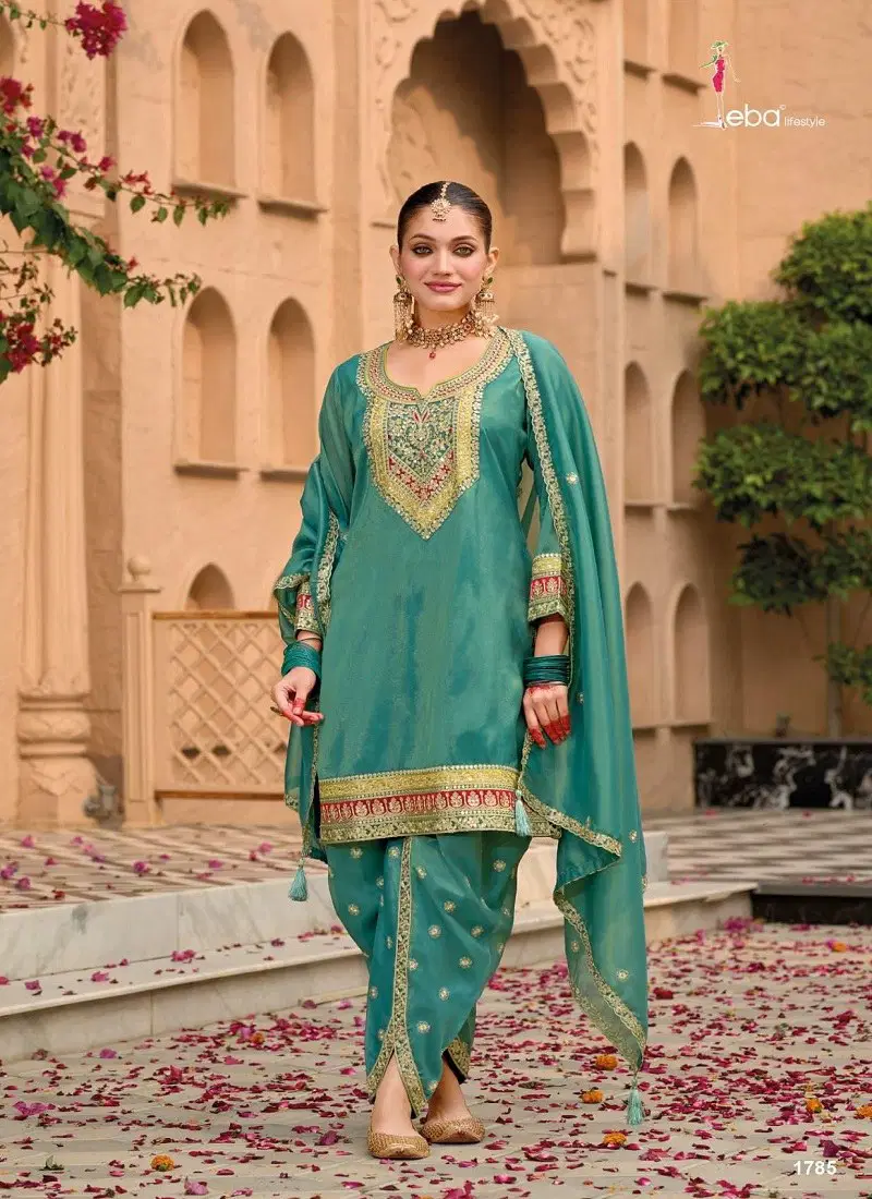 Firozi GreenColour Meraki By Eba Simar Ready Made Suits Exporters In India 1785