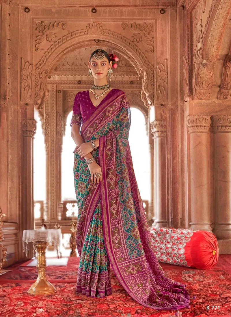 Firozi Multi Colour Rang Vatika By Kreshva Georgette Occasion Wear Saree Wholesale In India K 771