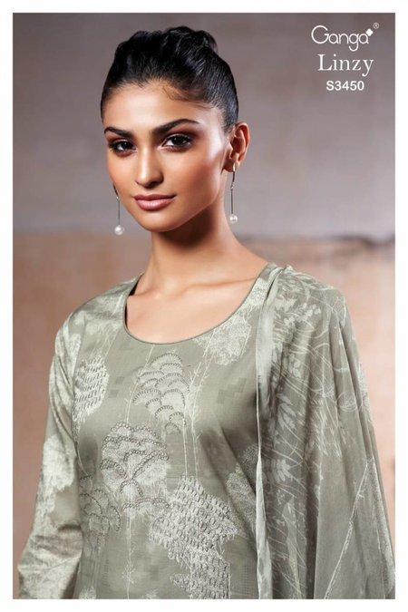 Linzy By Ganga Cotton Printed Embroidered Salwar Suit Wholesale Online