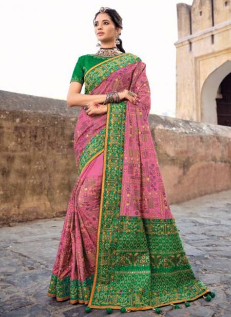 Traditional half n half Saree With contrast Blouse & Embellished Border-  black & gajari colour – Vpnam