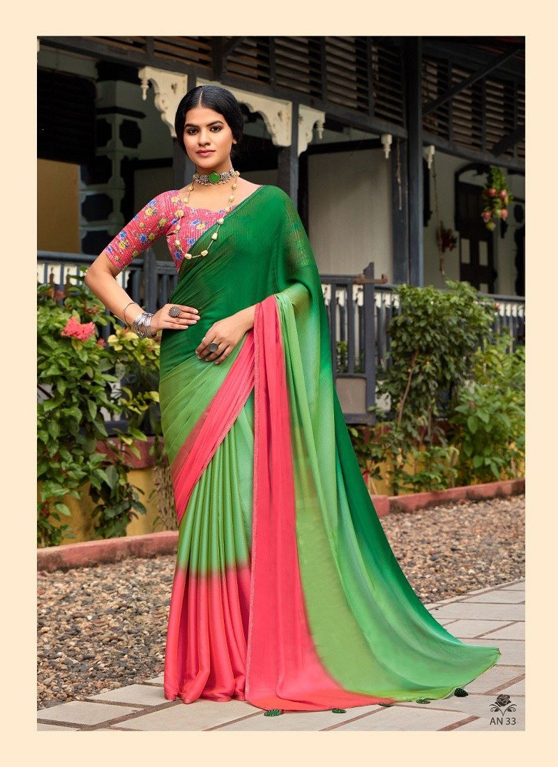 Gajari And Green Colour Aruna Vol 4 By Stavan Velvet Chiffon Designer Party Wear Saree Orders In India AN 33