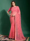 Gajari Colour Fancy Wear Wholesale Georgette Sarees 4297