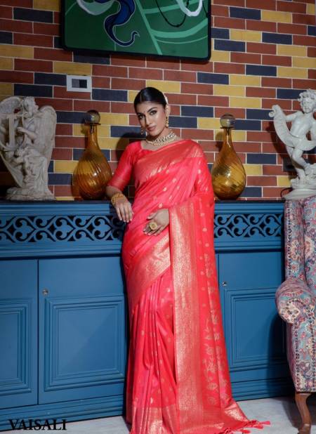 Gajari Colour Vaishali By Fashion Lab Silk Saree Catalog 1108