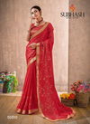 Gazari Subhash Georgette Foil Work Saree with Brocade Blouse Designer Rich Look Wedding Wear and Party Wear Saree 10310
