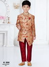 Gold And Maroon Colour Kids Party Wear Kurta Pajama Catalog K 508