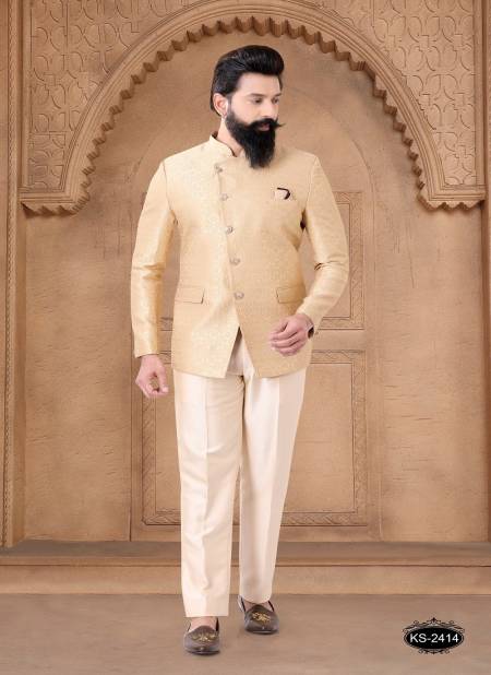 Gold Colour 1632 Designer Party Wear Mens Jodhpuri Suits Wholesalers In Delhi 1632-KS 2414