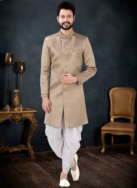 Gold Colour Function Wear Mens Wholesale Indo Western 1709