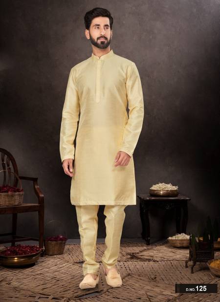 Gold Colour GS Fashion Wedding Mens Wear Designer Kurta Pajama Wholesale Market In Surat 125