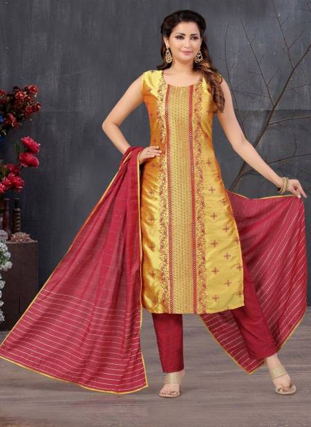 Gold Colour Ikaaya Wholesale Designer Salwar Suits Catalog 730 B