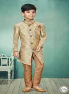 Gold Colour Kids Indo Western Sherwani Catalog K 548