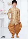 Gold Colour Kids Party Wear Kurta Pajama Catalog K 505