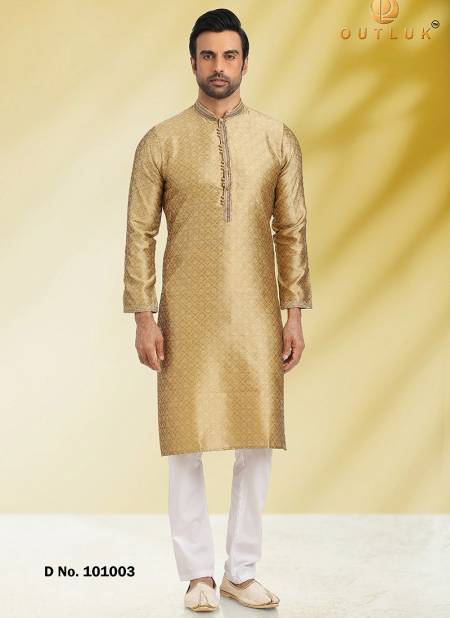 Gold Colour Outluk 101 Wholesale Ethnic Wear Kurta Pajama Catalog 101003