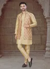 Gold Colour Outluk Vol 135 Jcaquard Mens Modi Jacket Kurta Pajama Wholesale Maunfacturers 135008