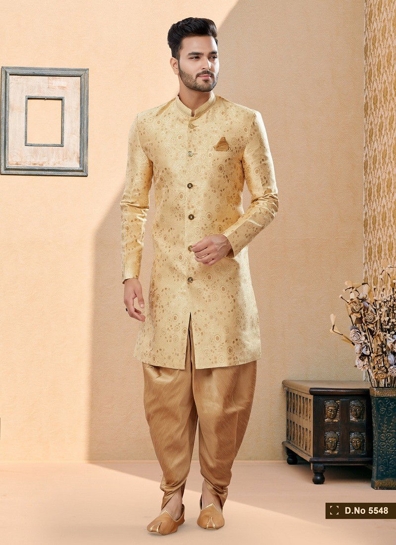 Gold Colour Vol 14 Function Wear Mens Sherwani Wholesalers In Delhi 5548