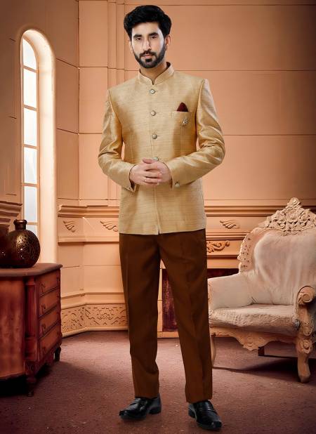 Gold Party Wear Designer Wholesale Jodhpuri Suit Catalog 1682
