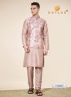 Gold Pink Colour Outluk Wedding Collection Vol 17 Jaquard Mens Modi Jacket Kurta Pajama Exporters In India 17007