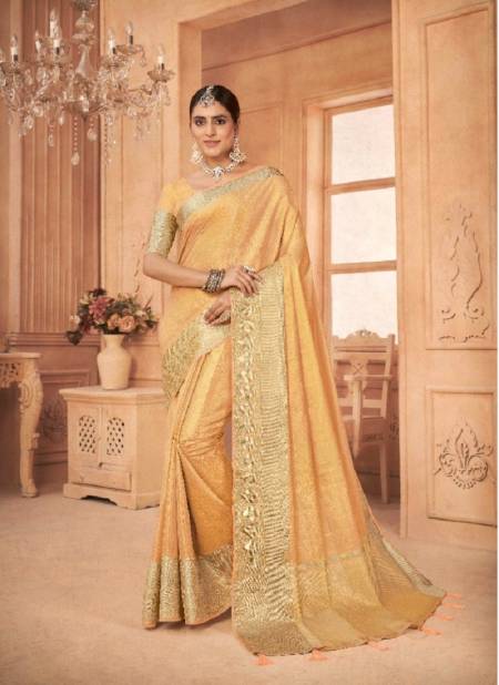 Golden Colour Anushka Vol 2 By Pankh Wedding Saree Catalog 6106