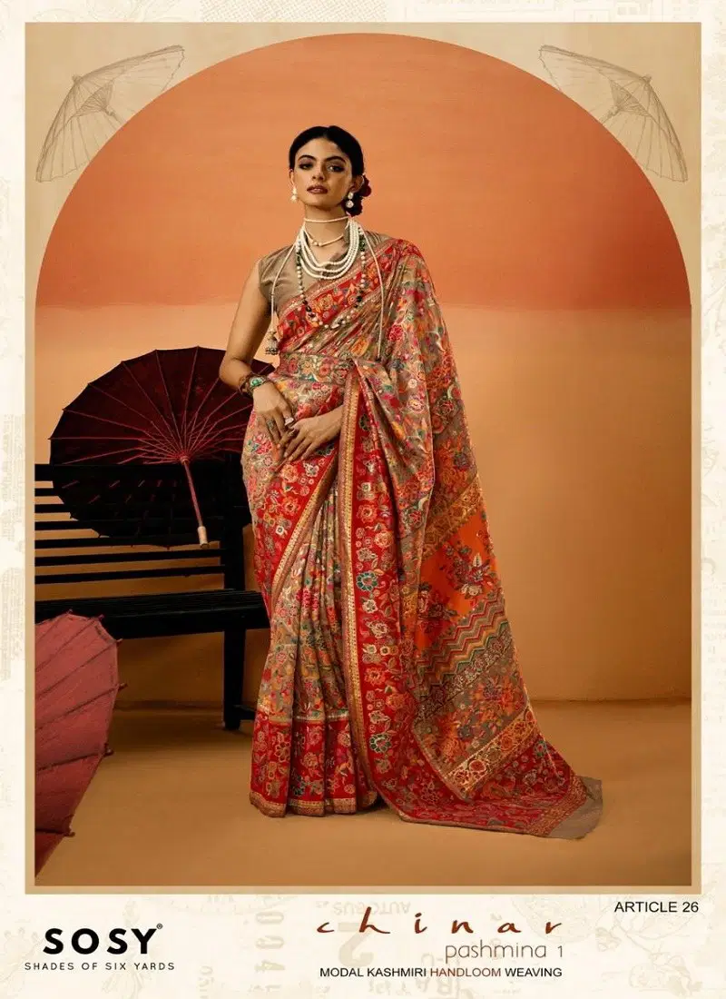 Golden Colour Chinar Pashmina 1 By Sosy Silk Festival Wear Sarees Suppliers In India Article 26