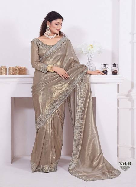 Golden Colour Mehek 754 A TO E Raina Net Party Wear Saree Wholesale Clothing Suppliers In India 754-B