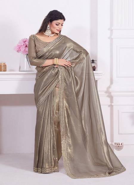 Golden Colour Mehek 755 A TO E Raina Net Party Wear Saree Wholesale Price In Surat 755-C