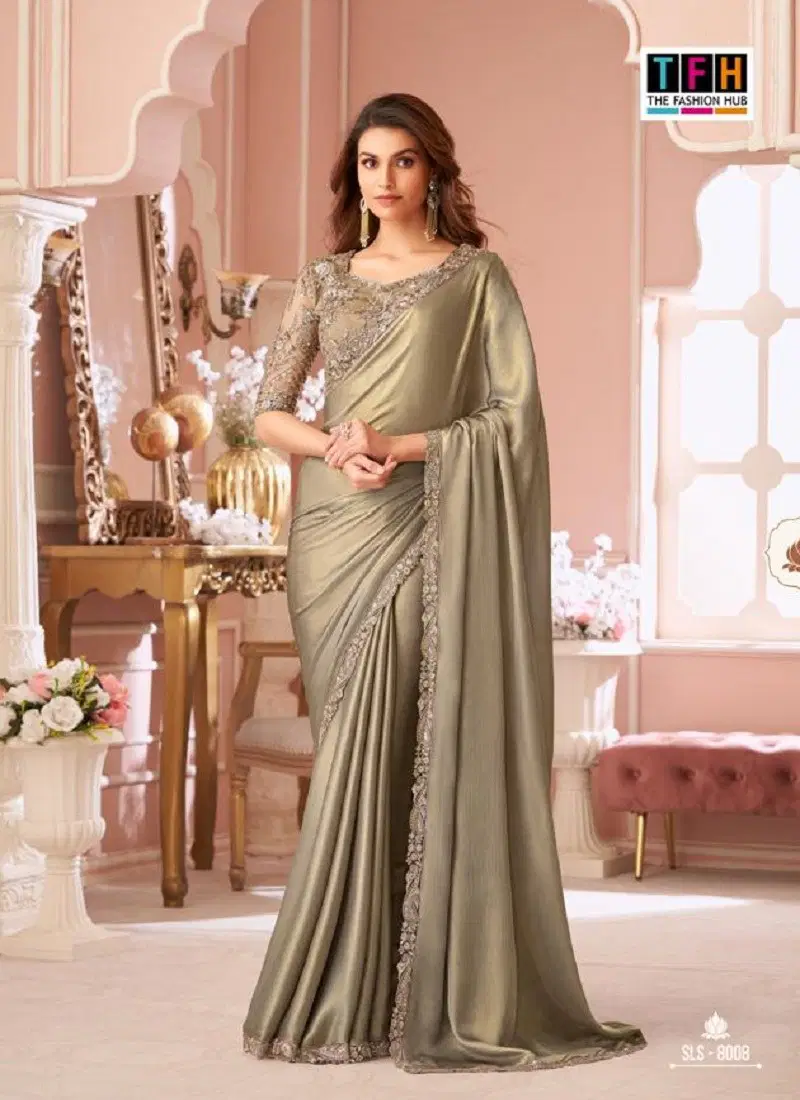 Golden Colour Salsa Style 4 By TFH Party Wear Sarees Suppliers In India SLS-8008