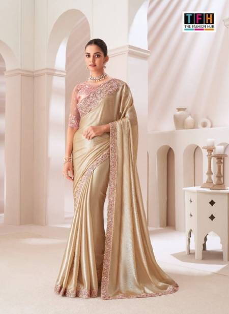 Golden Colour Sandalwood Vol 13 By TFH Designer Party Wear Saree Suppliers SW-1303