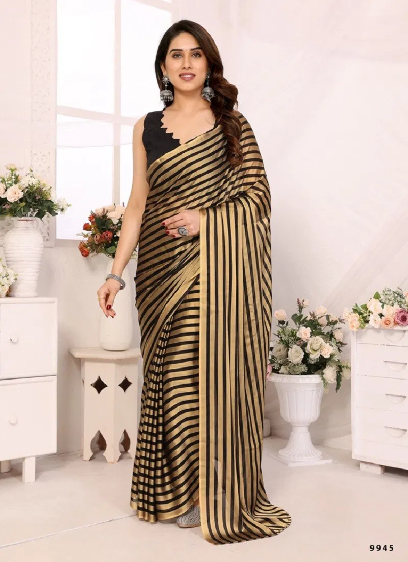 Golden Colour Satrangi Vol 5 By S Walk Georgette Readymade Saree Suppliers In India 9945