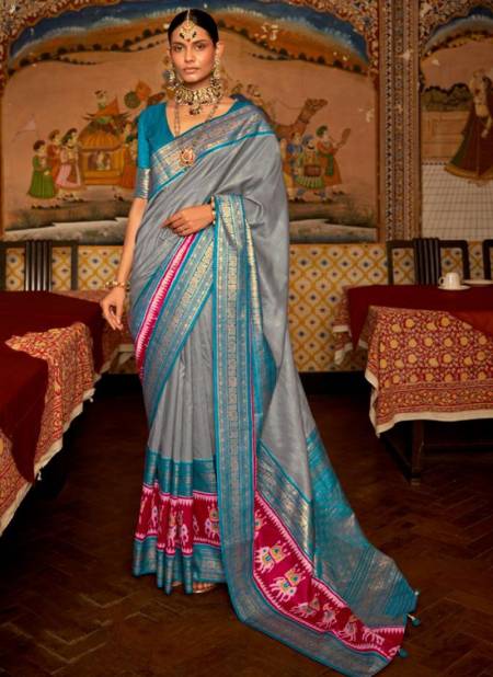 Gray And Blue Colour Priyam Patola Designer Wholesale Silk Sarees 468 C