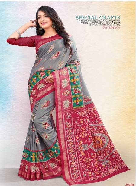 Gray And Brown Colour Silk Traditional By Sushma Daily Wear Saree Catalog 2801 B