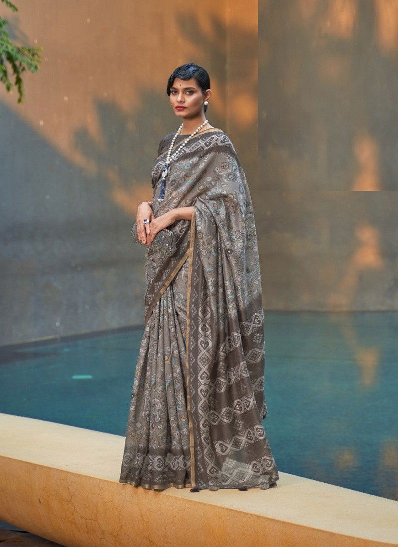 Gray And Brown Gayatri By Rath 1049 To 1060 Cotton Saree Catalog 1059