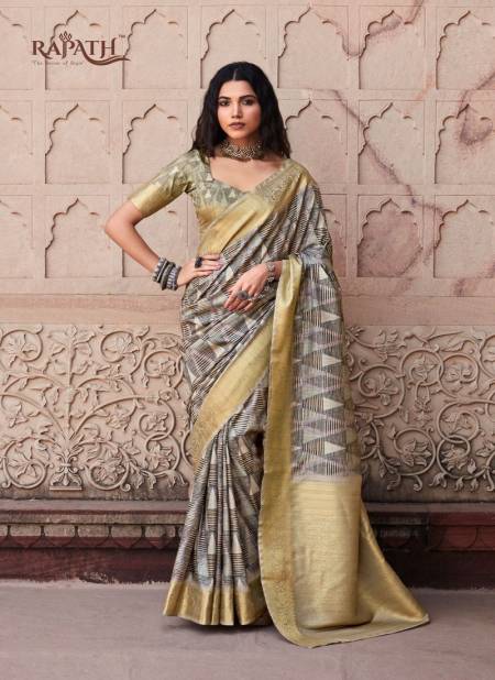 Gray And Golden Colour Anshika Silk By Rajpath Pure Handloom Designer Saree Catalog 240003