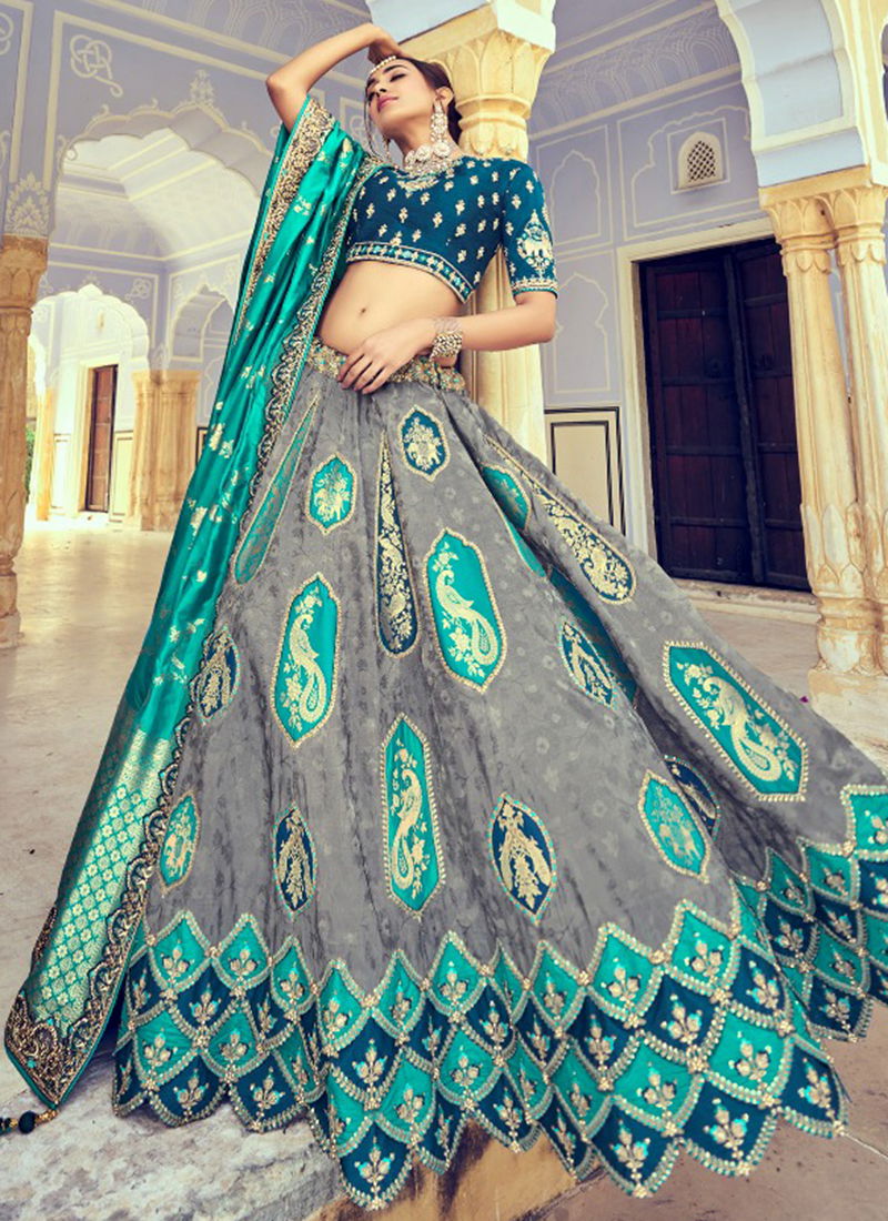 Gray And Green Colour Anaara By Tathastu Designer Lehenga Choli Catalog 6009