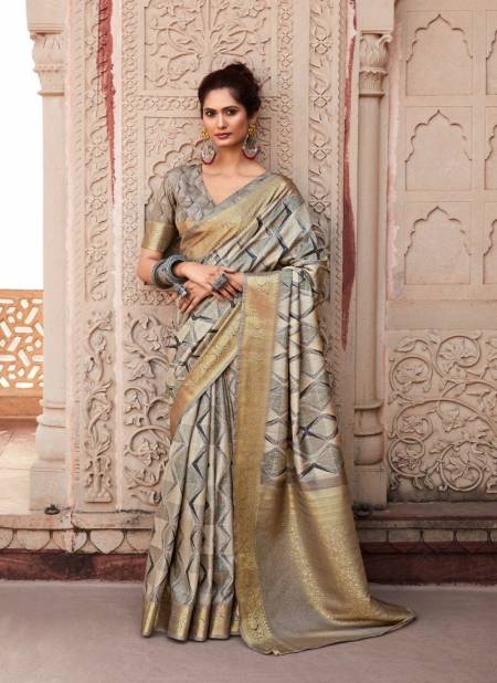 Gray And Multi Colour Anshika Silk By Rajpath Pure Handloom Designer Saree Catalog 240008