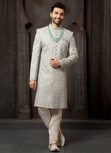 Gray And Peach Wedding Wear Wholesale Sherwani Catalog 1736