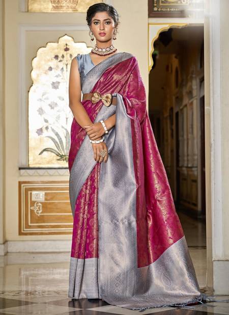 Gray And Pink Colour BK 8729 Ethnic Wear Wholesale Silk Sarees 8005